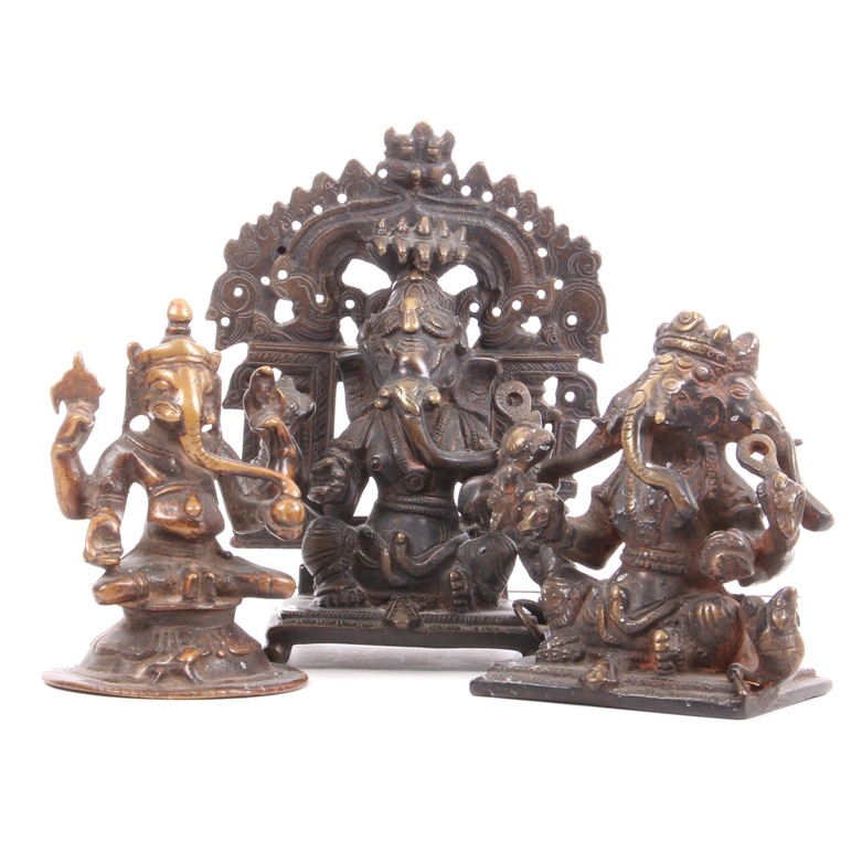 Grouping of Vintage Metal Sculptures of Ganesha