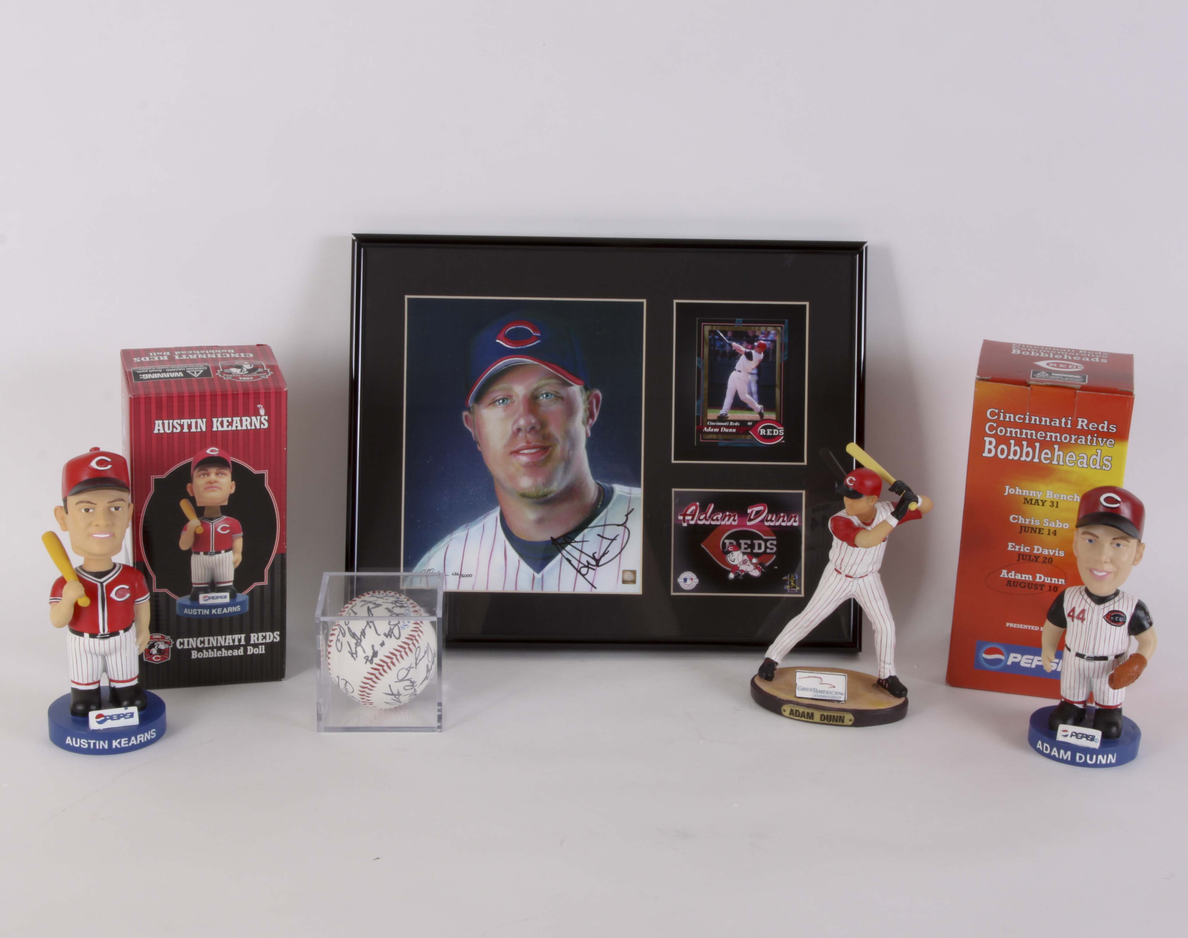 Adam Dunn Autographed 'Toon Art' and Austin Kearns Memorabilia