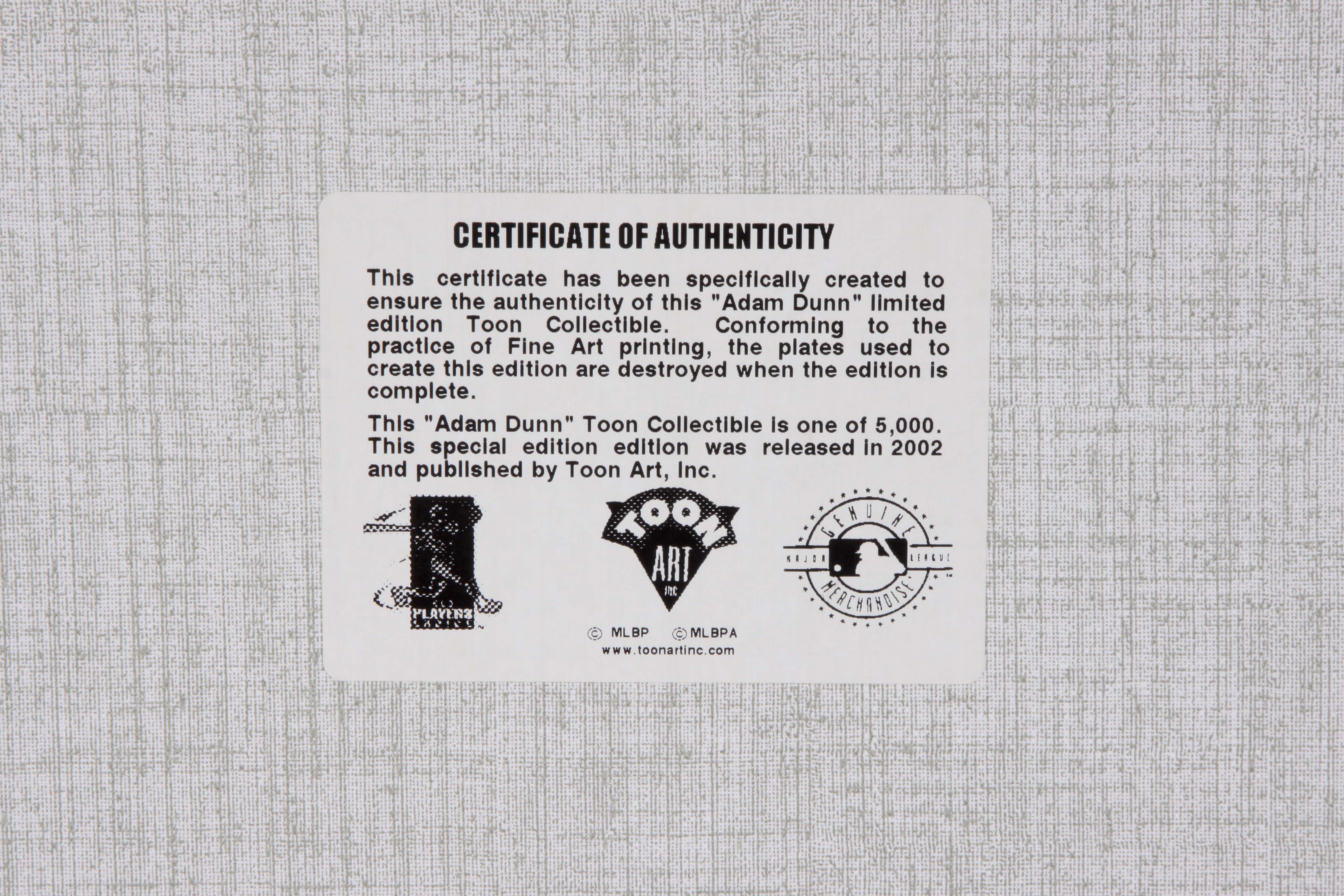 Adam Dunn Autographed 'Toon Art' and Austin Kearns Memorabilia