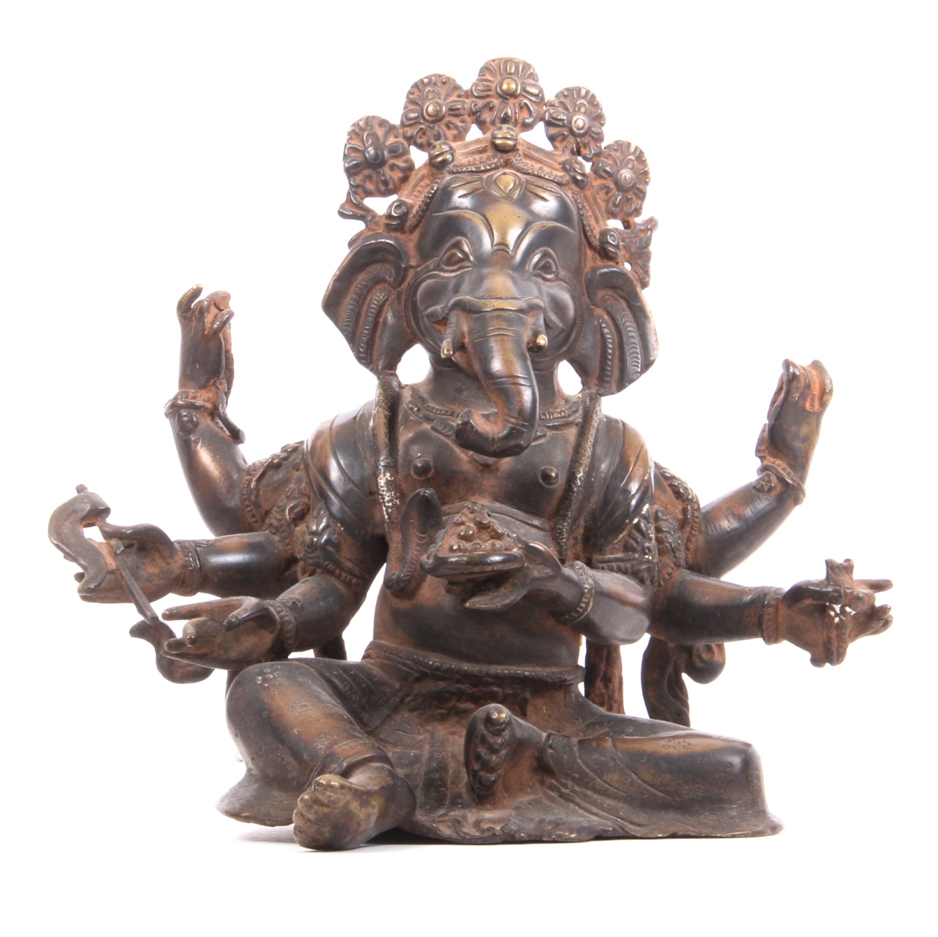 Vintage Metal Sculpture of Vakratunda Ganesha