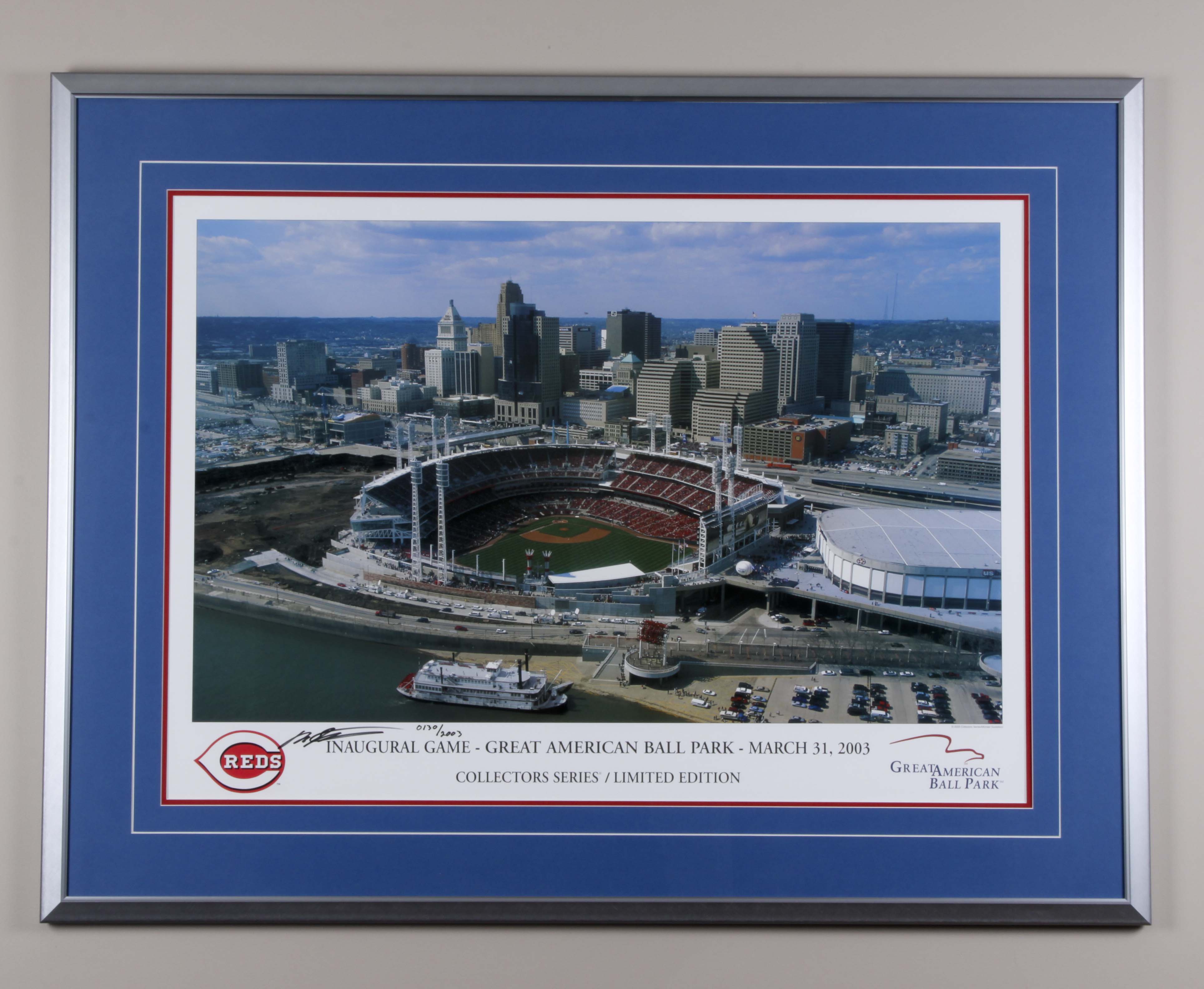 Signed, Numbered L/E Print of Cincinnati Reds Inaugural Game at GABP