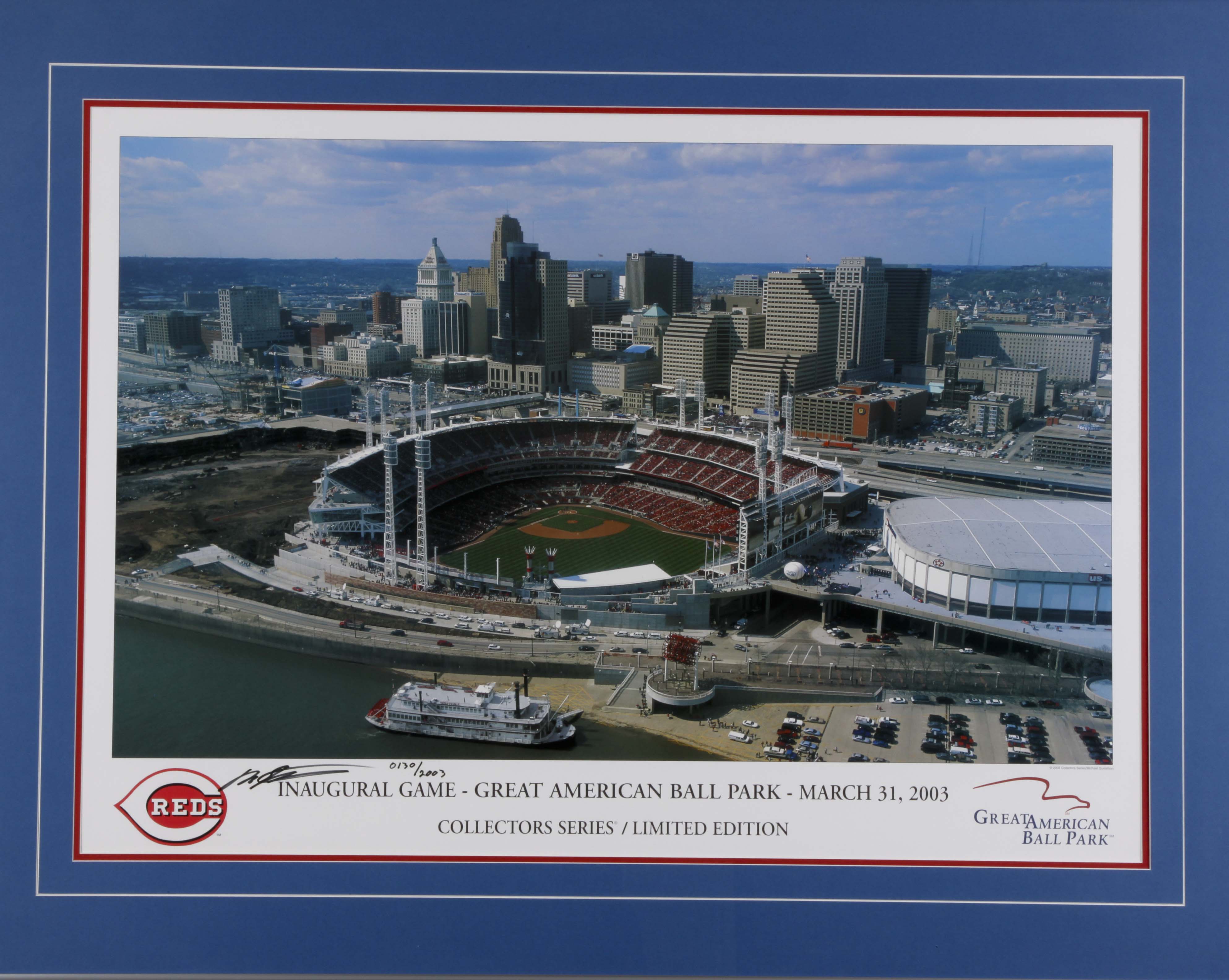 Signed, Numbered L/E Print of Cincinnati Reds Inaugural Game at GABP