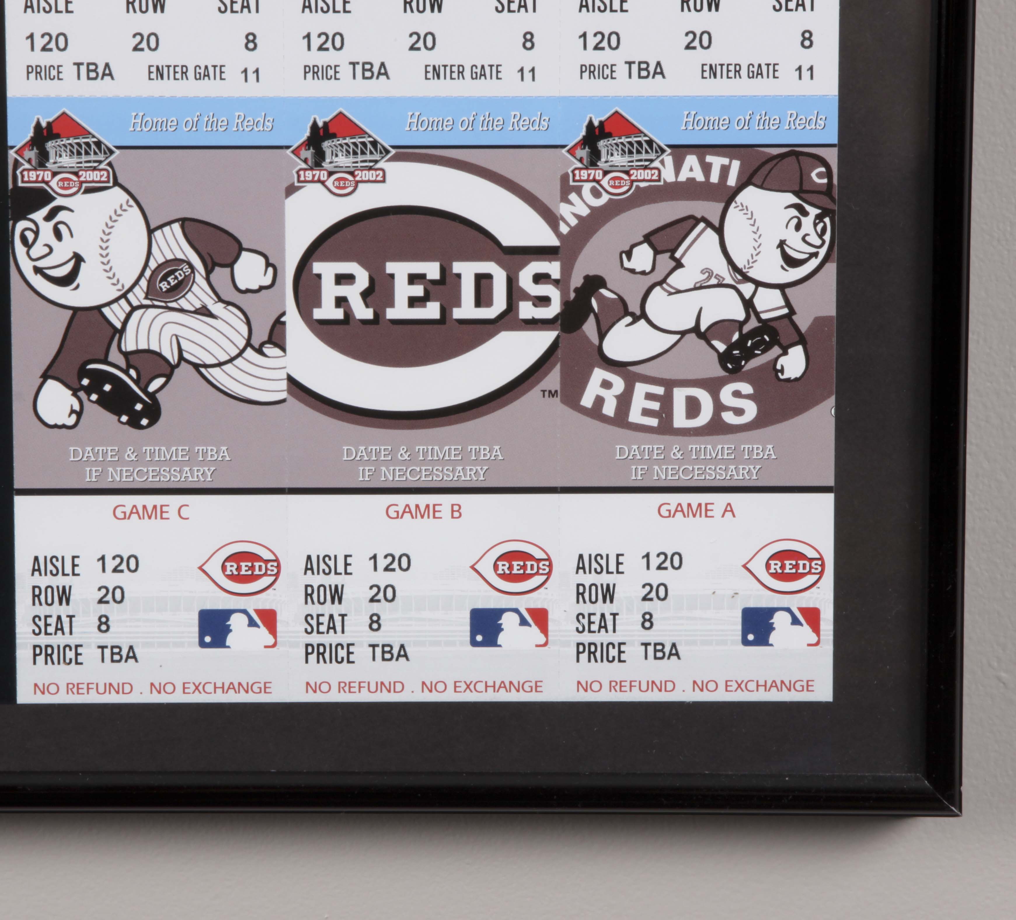 Framed Cincinnati Reds 2002 Season Tickets