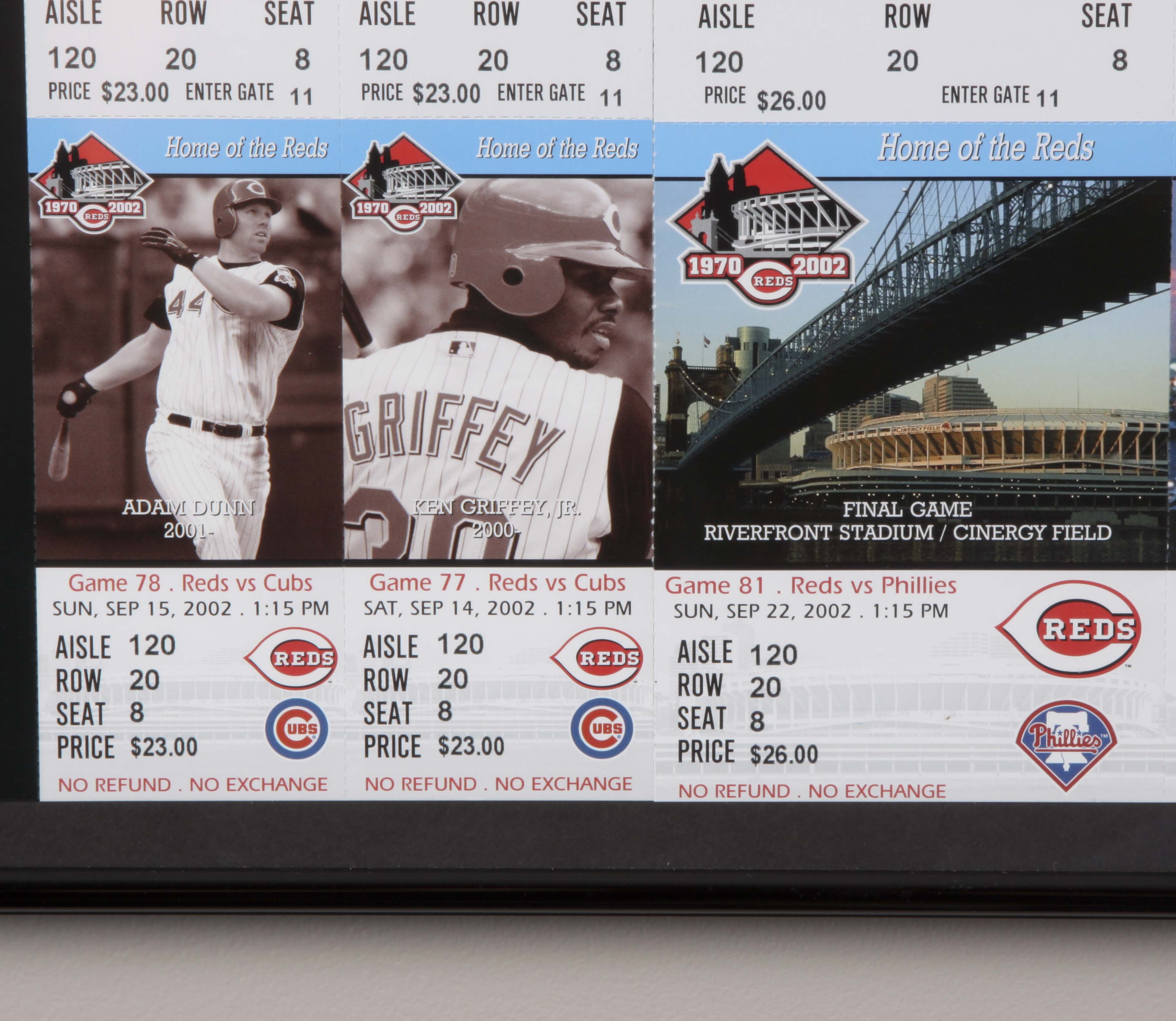 Framed Cincinnati Reds 2002 Season Tickets