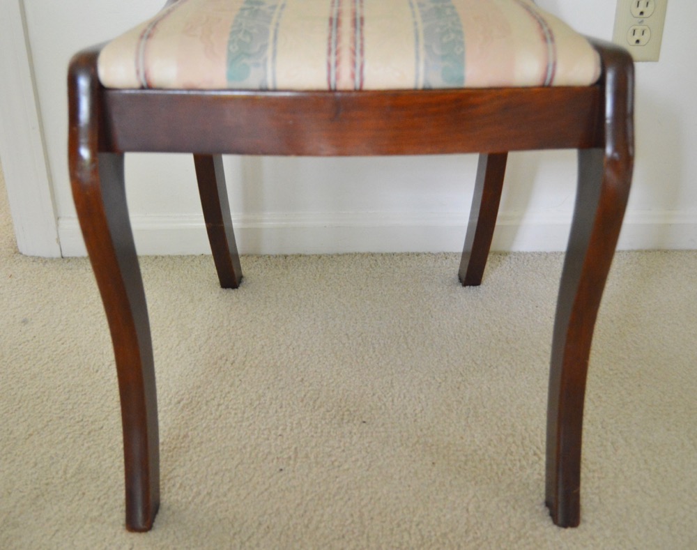 Vintage Duncan Phyfe-Style Dining Table with Six Roseback Chairs