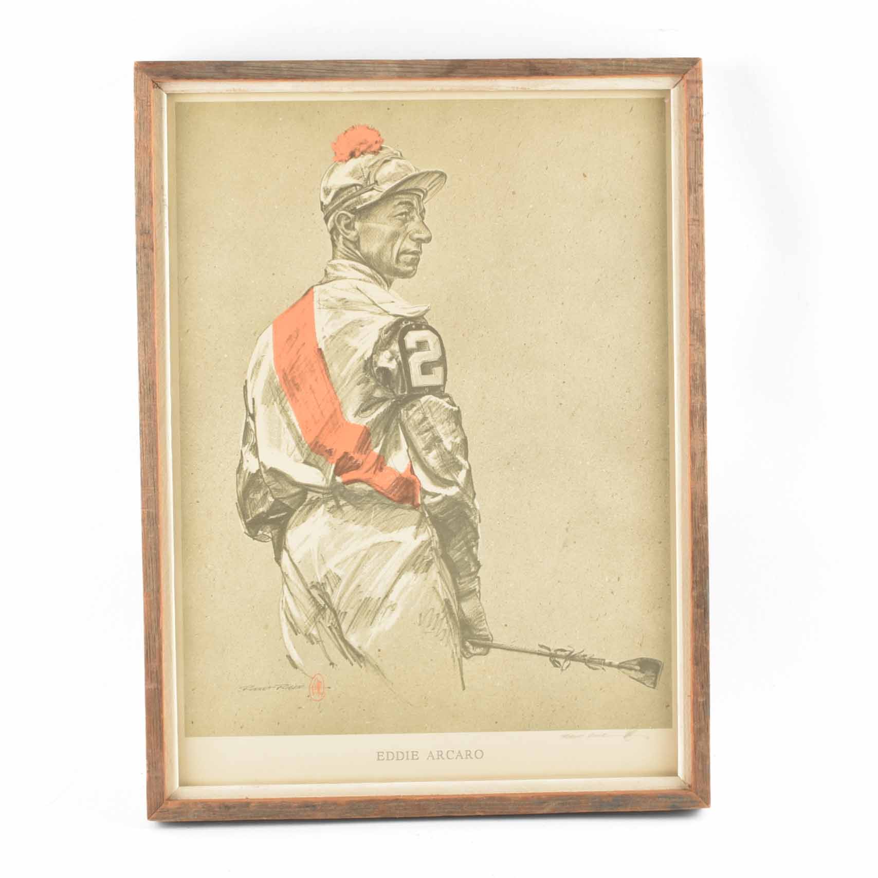 Signed Print of "Eddie Arcaro" by Robert Riger