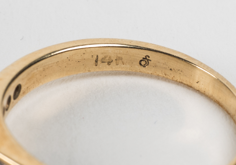 14 Karat Gold Pearl and Diamond Ring