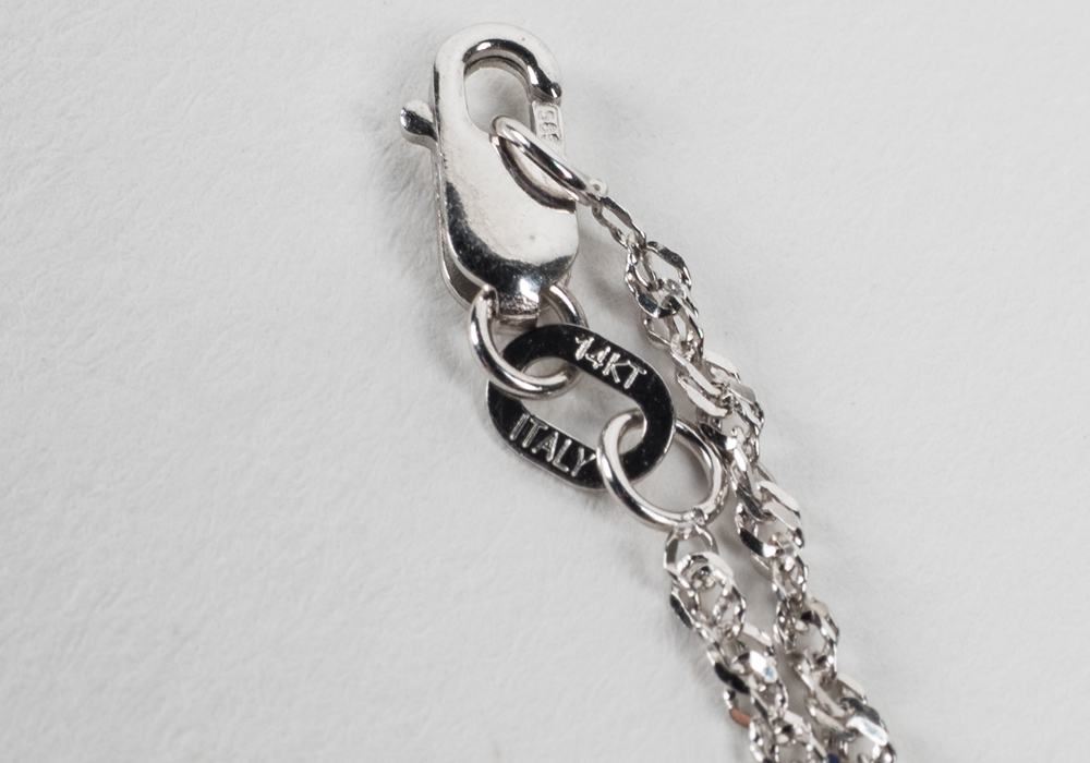 14 Karat White Gold Onyx and Diamond Pendant and Necklace