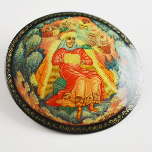 Russian Lacquered Kholui Fairy Tale Brooch