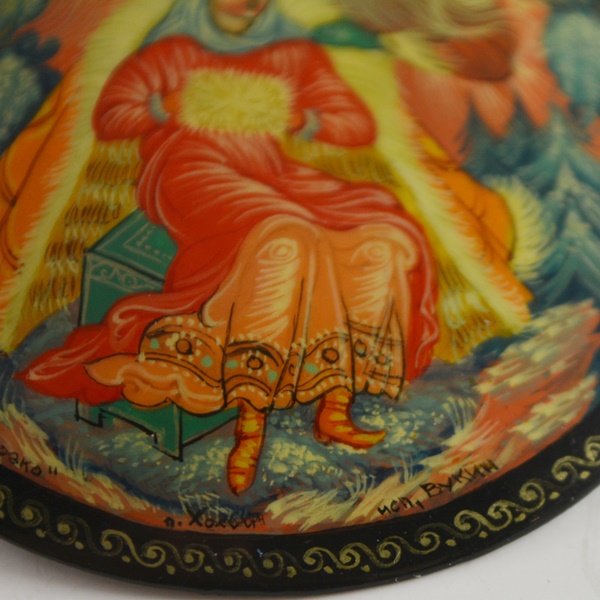 Russian Lacquered Kholui Fairy Tale Brooch