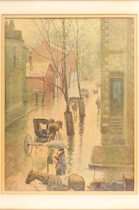 Paul Sawyer "Rainy Day in Frankfort" Offset Lithograph