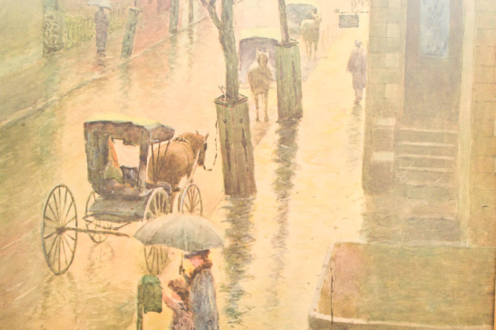 Paul Sawyer "Rainy Day in Frankfort" Offset Lithograph