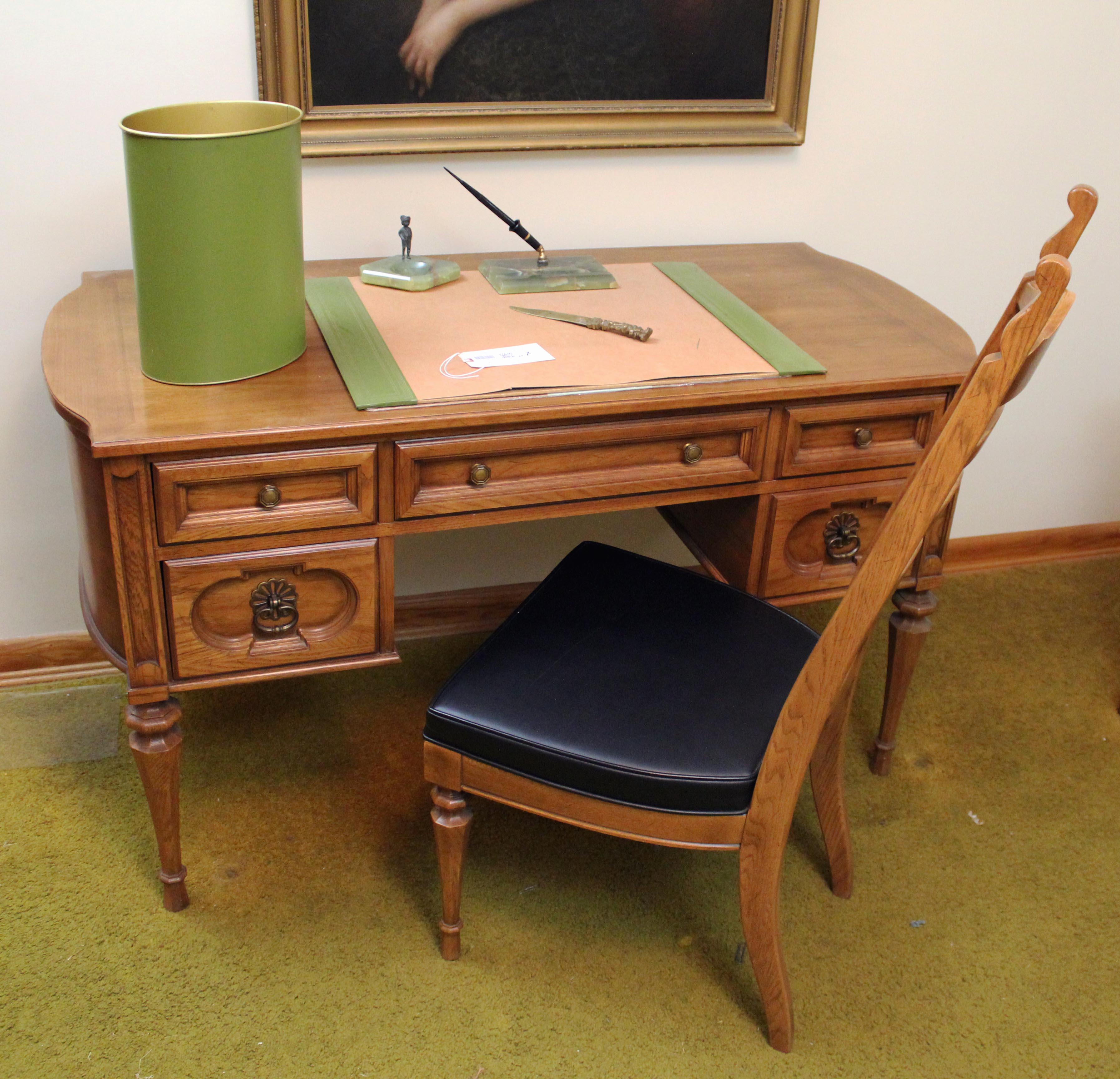 Vintage Unique Furniture Makers Federal Style Desk and Extras