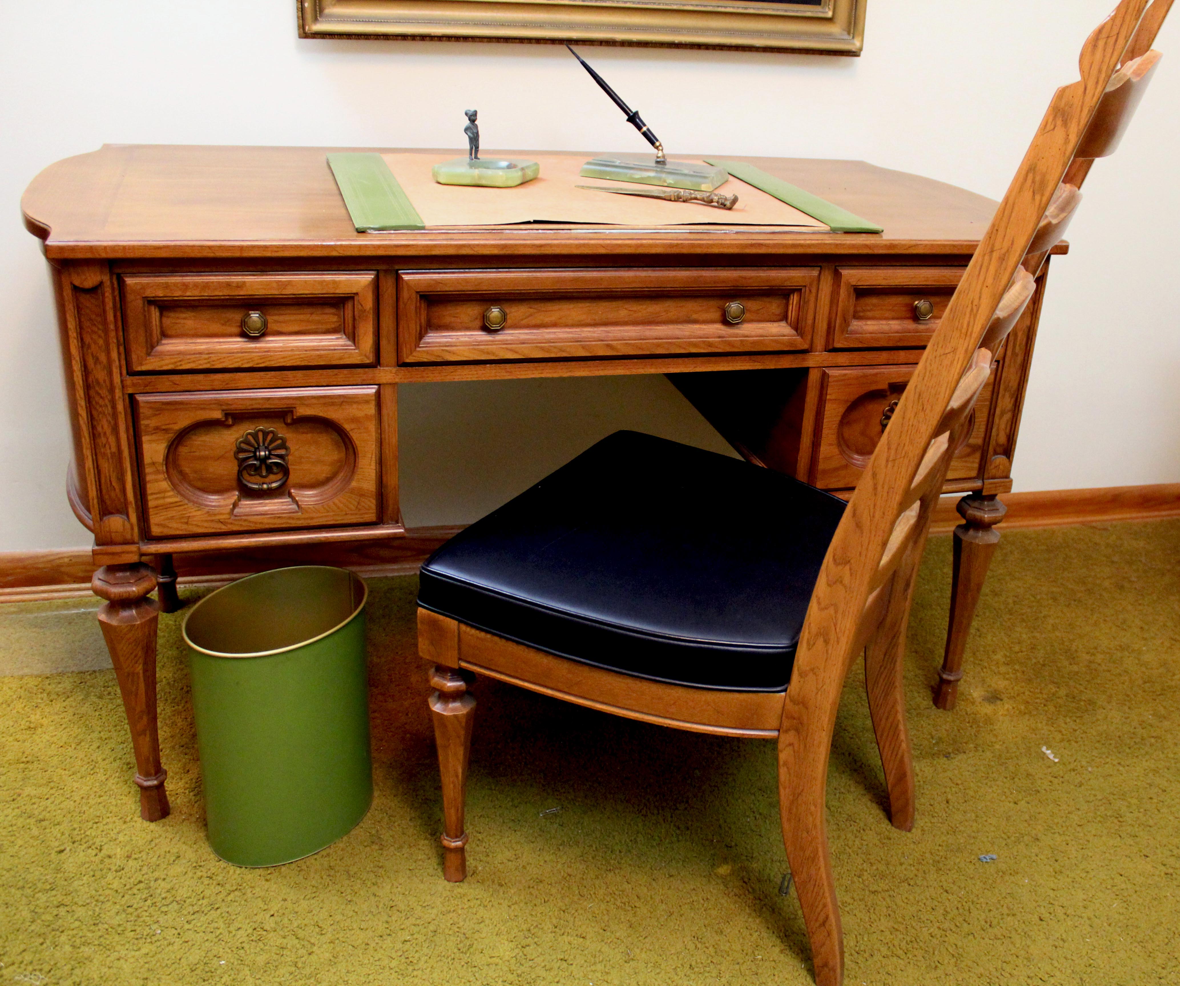 Vintage Unique Furniture Makers Federal Style Desk and Extras