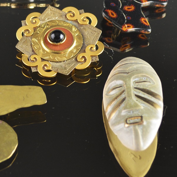 Costume Brooches, Key Chain and Dangle Earrings