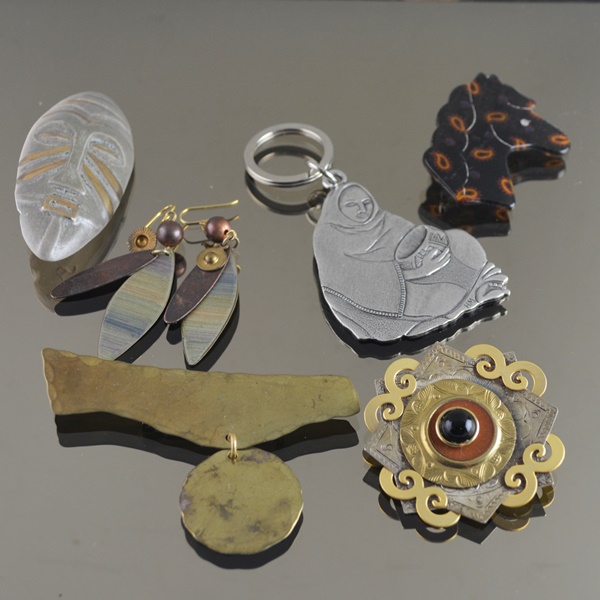 Costume Brooches, Key Chain and Dangle Earrings