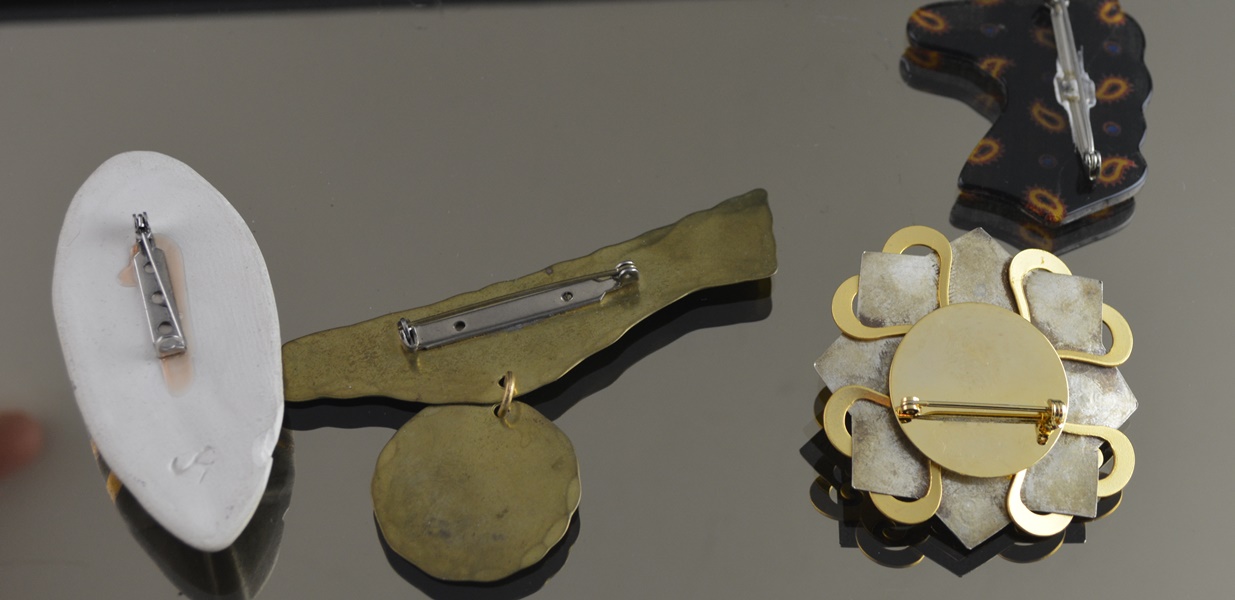 Costume Brooches, Key Chain and Dangle Earrings