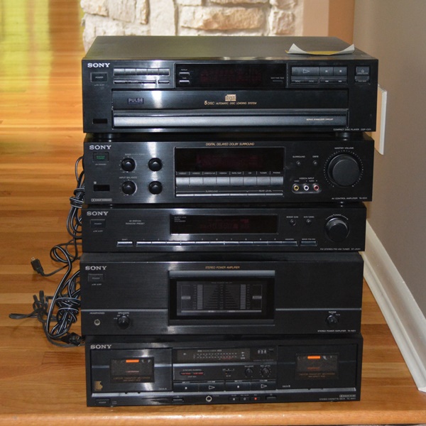 Sony CD Changer, Receiver, Amplifier, Cassette Deck and Speakers