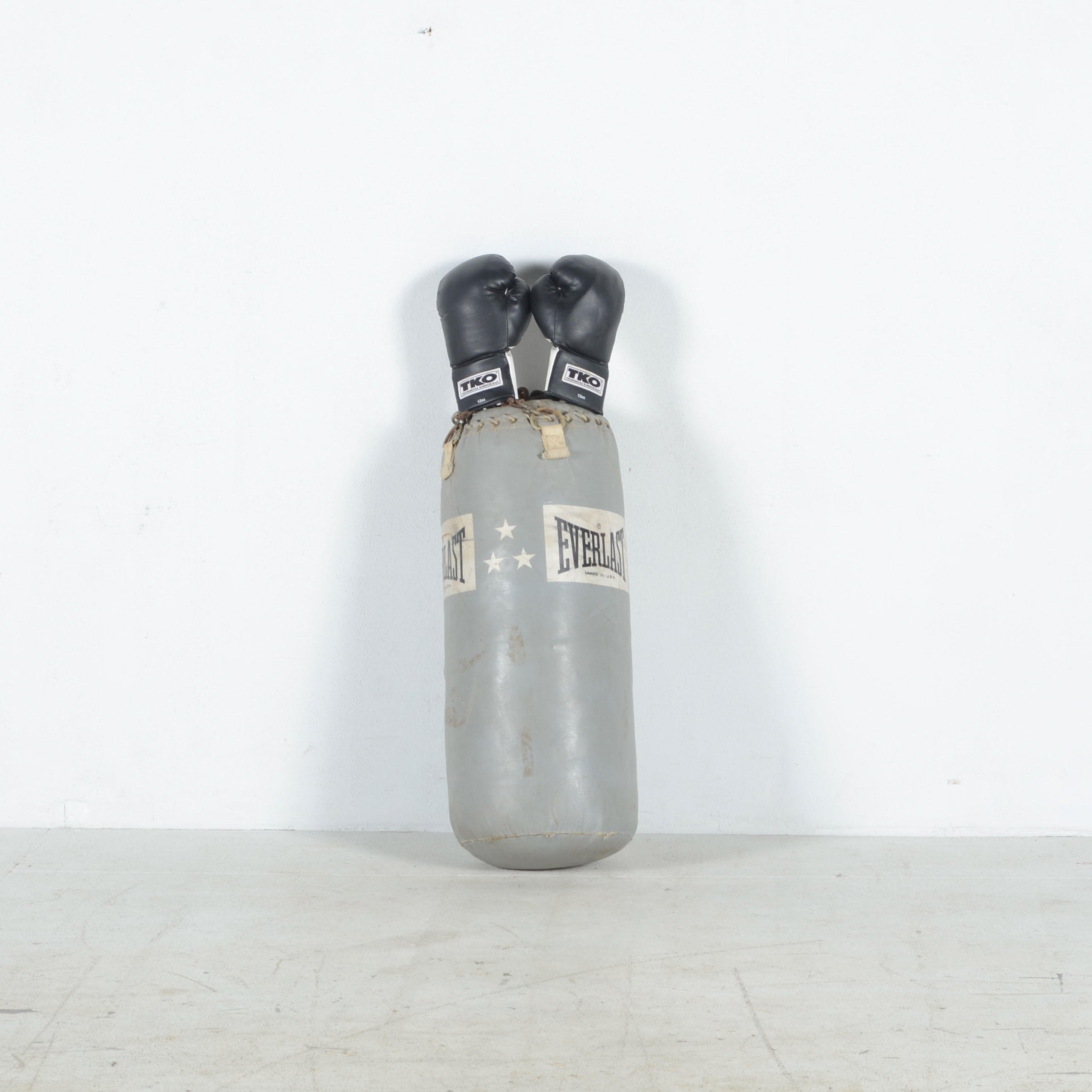 Vintage Everlast Punching Bag with Boxing Gloves