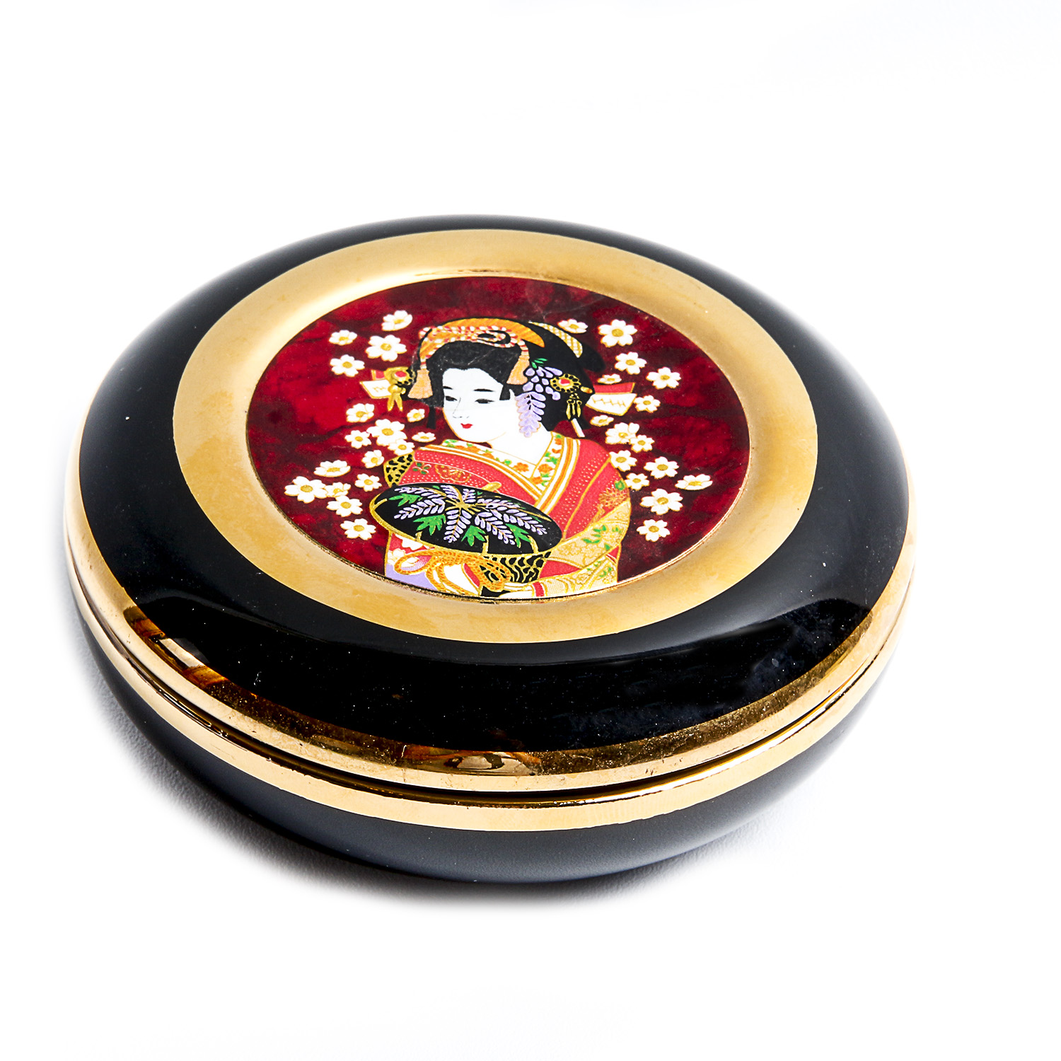 Chokin Asian Inspired 24KT Gold Edged Trinket Box