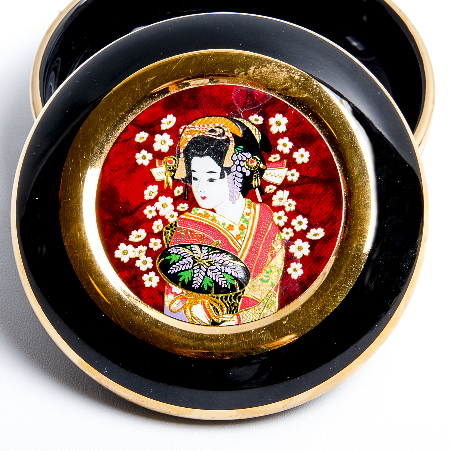 Chokin Asian Inspired 24KT Gold Edged Trinket Box