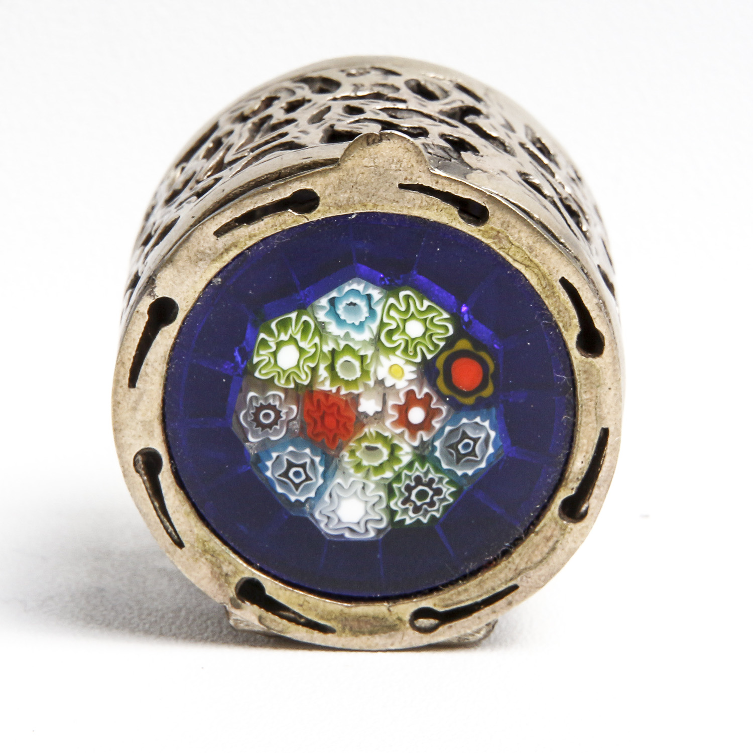 Antique 900 Silver Venetian Glass Pill Box