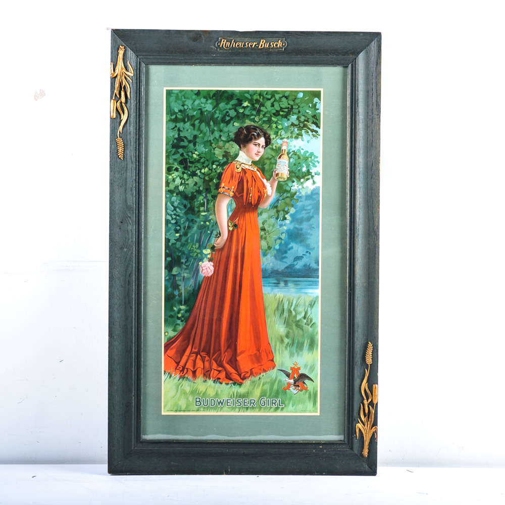 Vintage Anheuser-Busch Budweiser Girl Advertisement Print