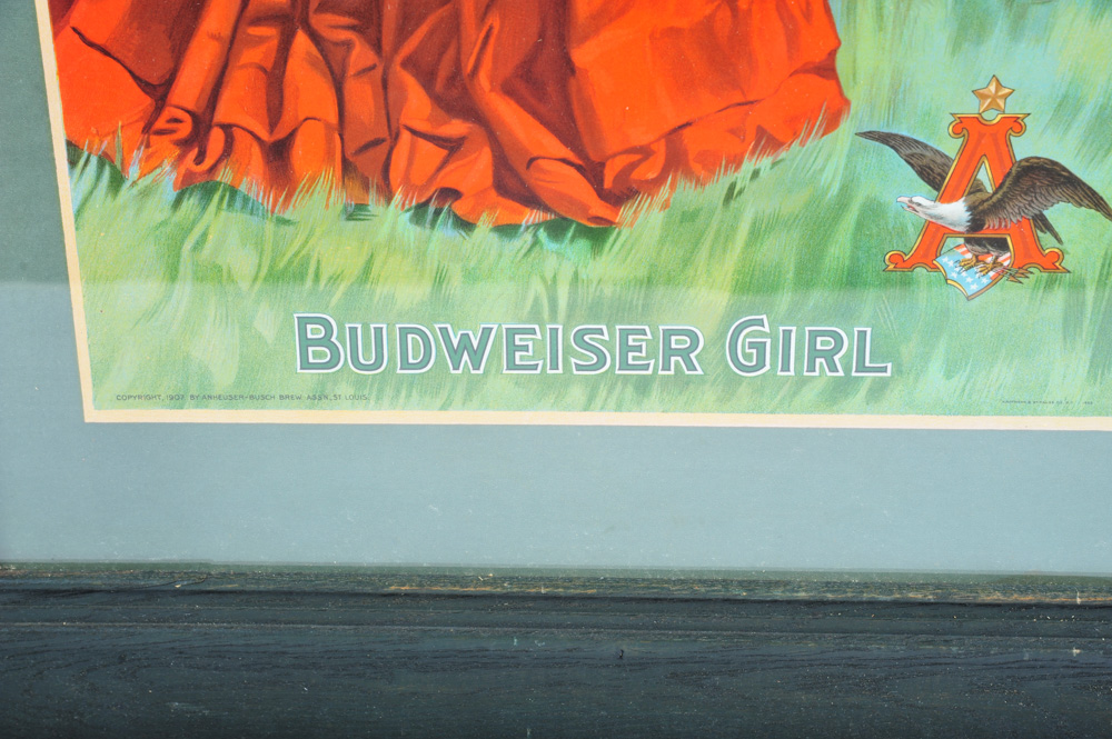 Vintage Anheuser-Busch Budweiser Girl Advertisement Print