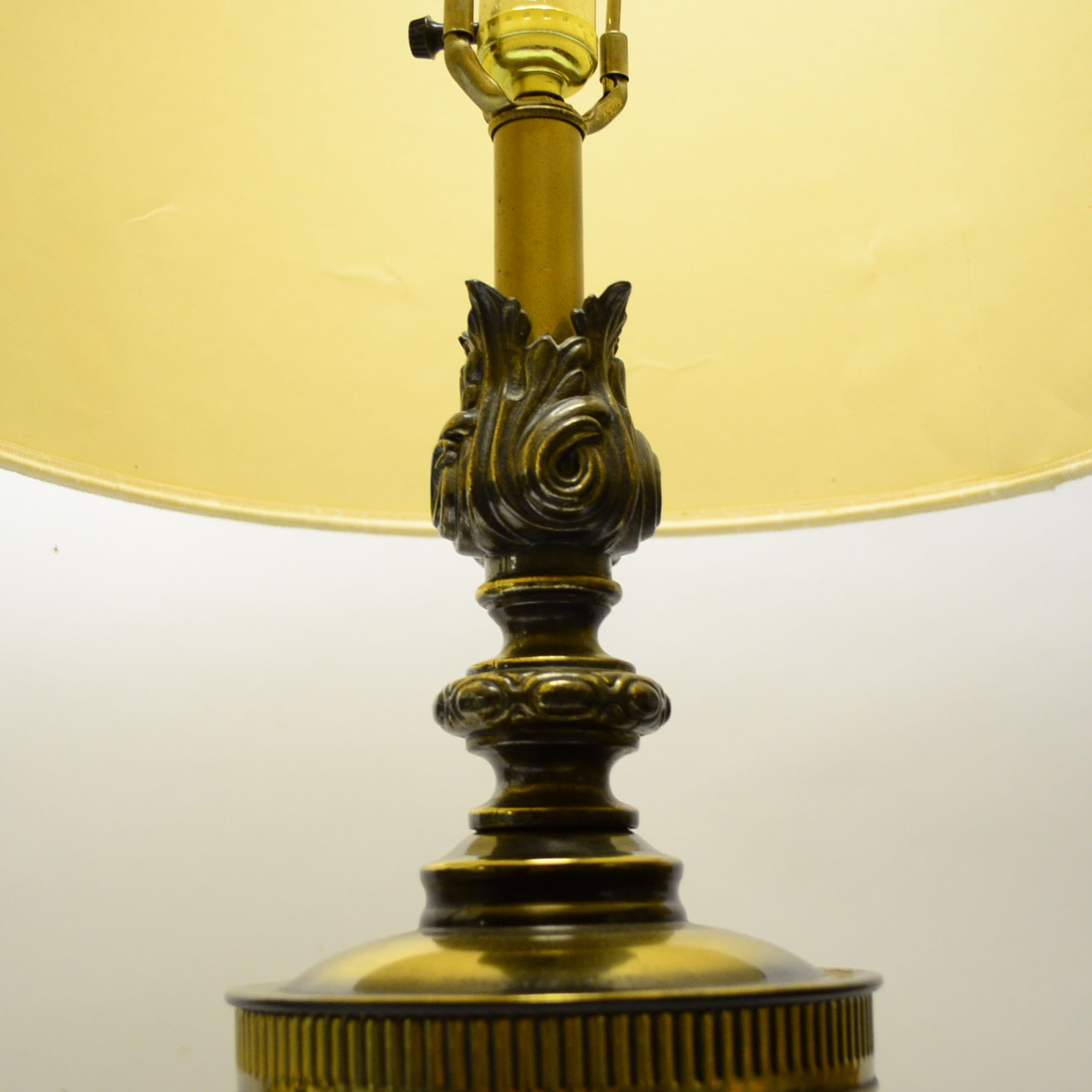 Pair of Antiqued Brass Hollywood Regency Table Lamps