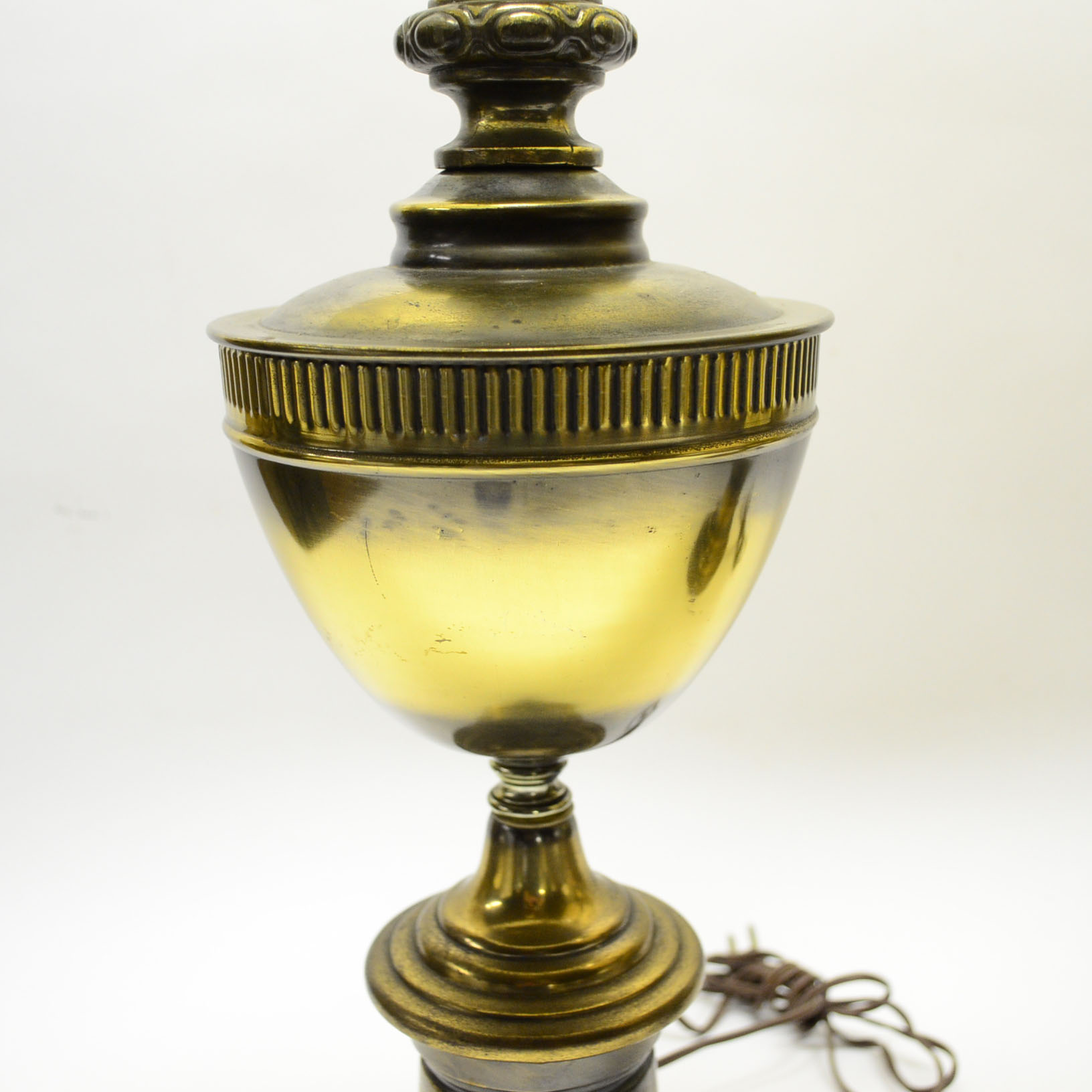 Pair of Antiqued Brass Hollywood Regency Table Lamps