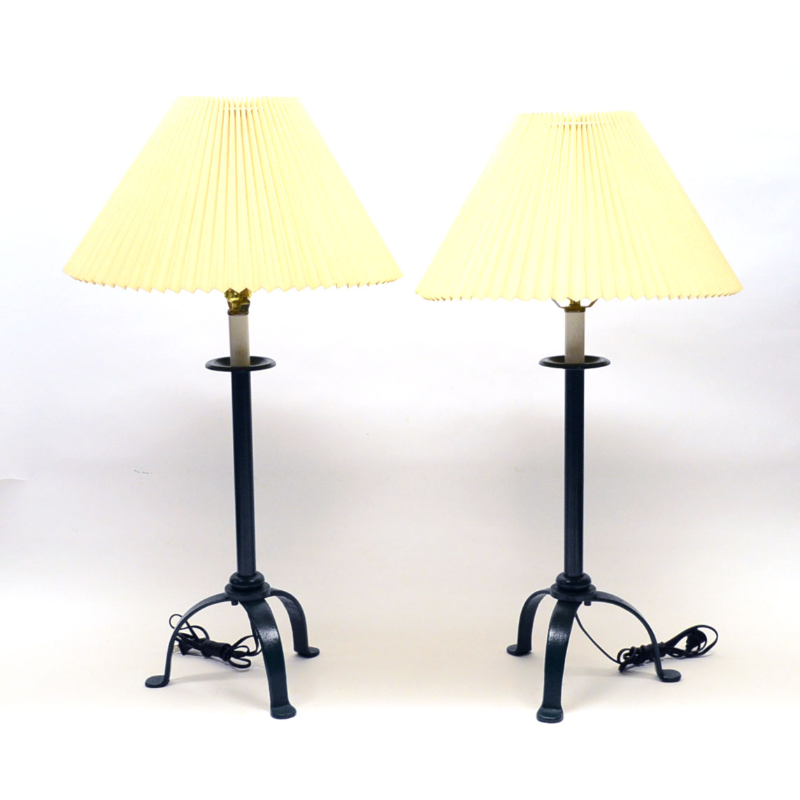 Pair of Hunter Green Metal Table Lamps