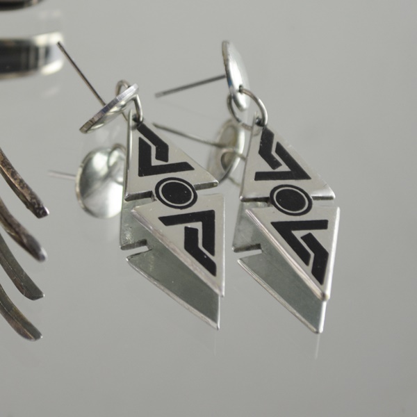 Sterling Silver 925 Brooch and Earrings and Base Metal Dangle Earrings