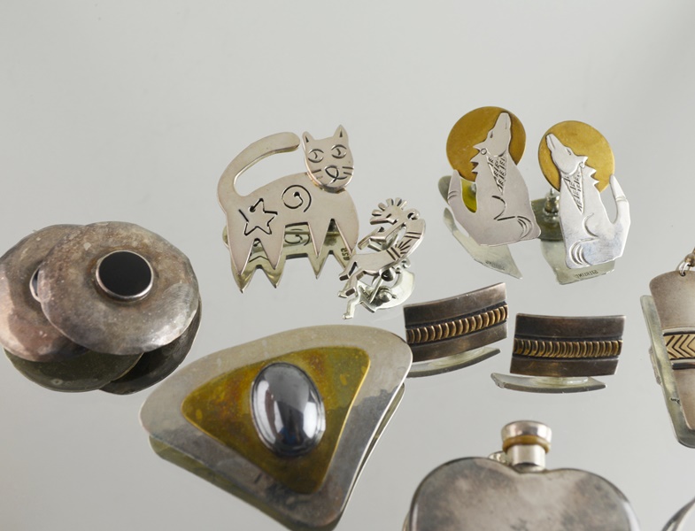 Sterling Silver Brooches and Earrings and Some Metal