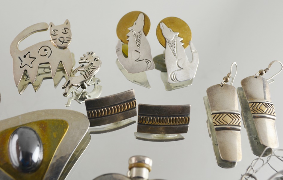 Sterling Silver Brooches and Earrings and Some Metal