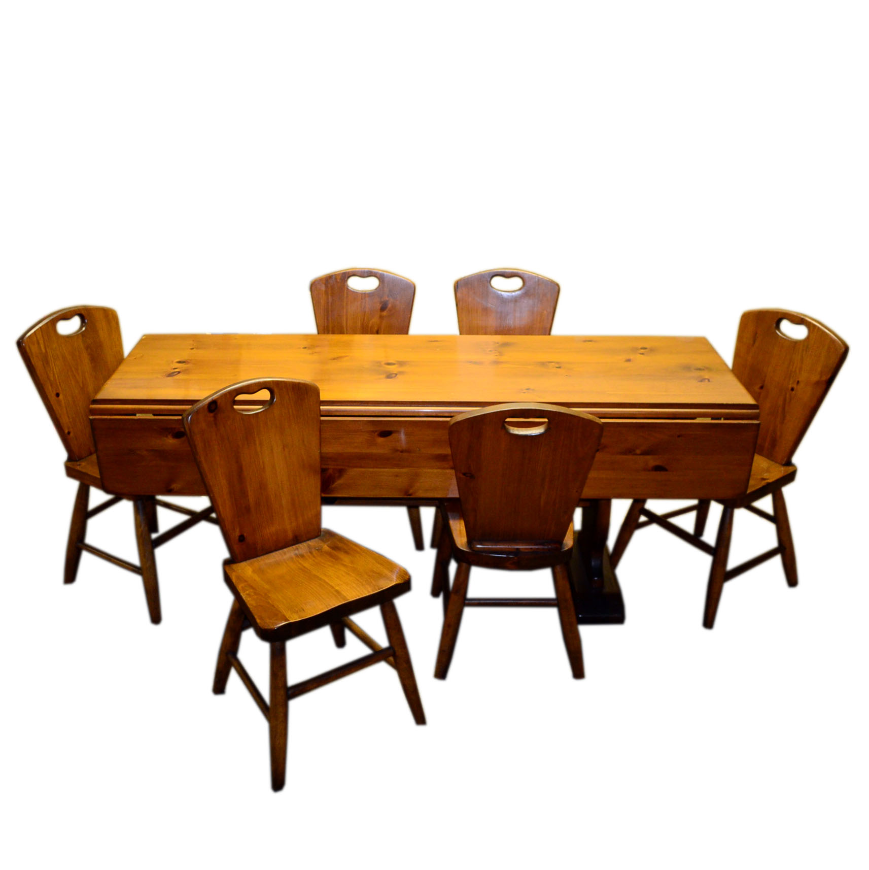 Smith & Drake Co. Drop Leaf Trestle Dining Table and Chairs