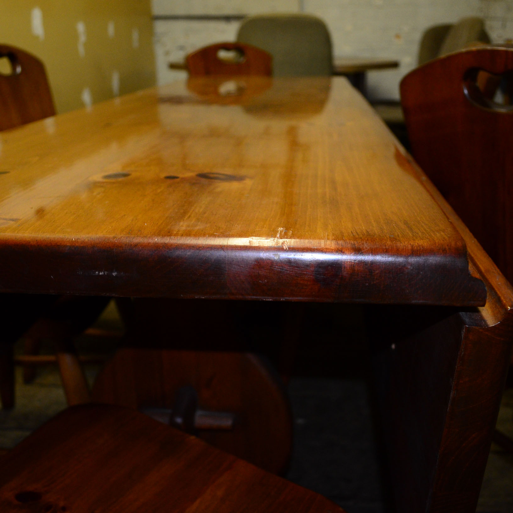 Smith & Drake Co. Drop Leaf Trestle Dining Table and Chairs