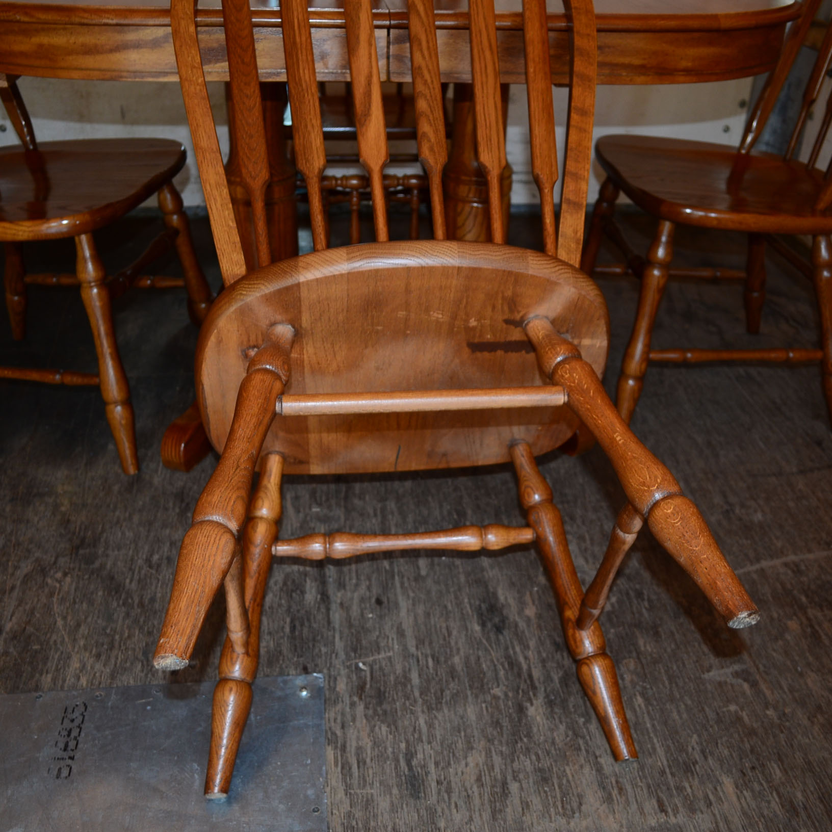 Tell City Oak Dining Table and Dining Chairs EBTH