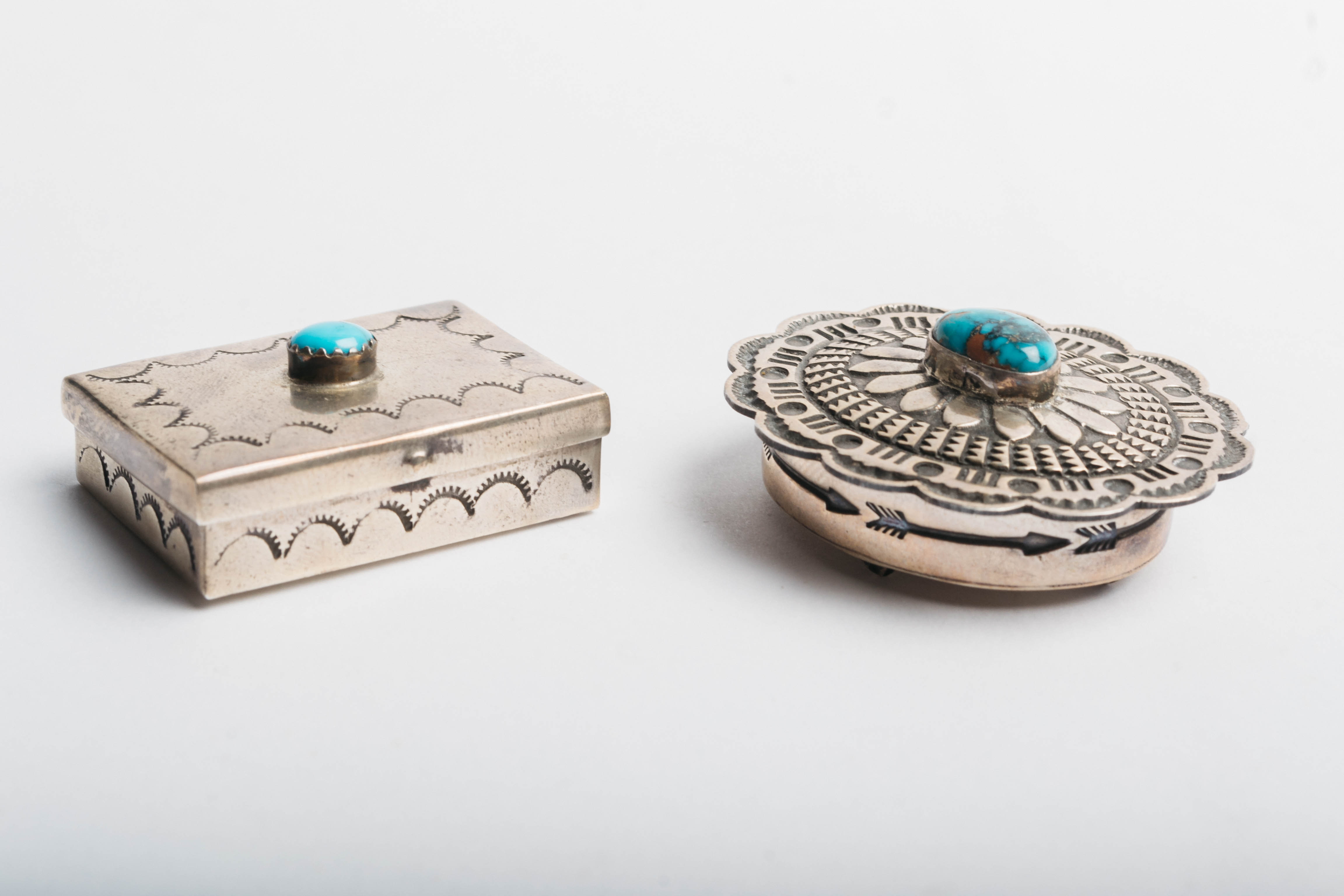 Sterling Silver and Turquoise Pill Boxes