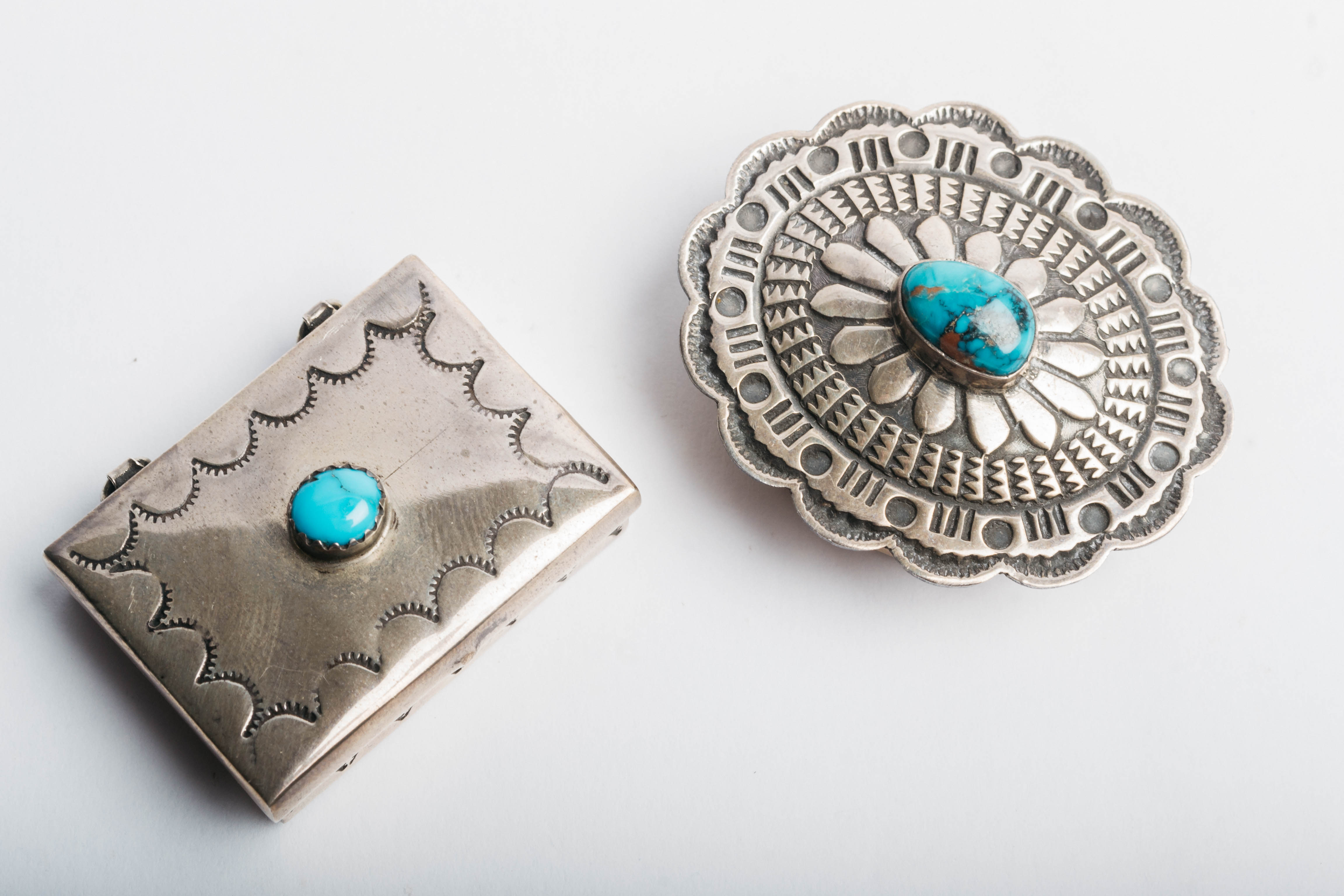 Sterling Silver and Turquoise Pill Boxes