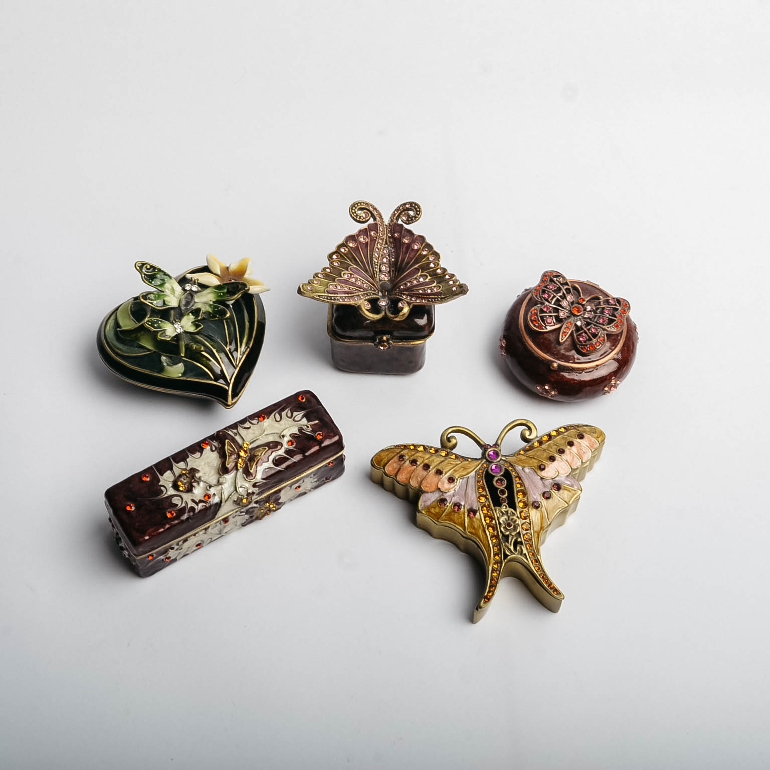 Rhinestone Butterfly Trinket Boxes