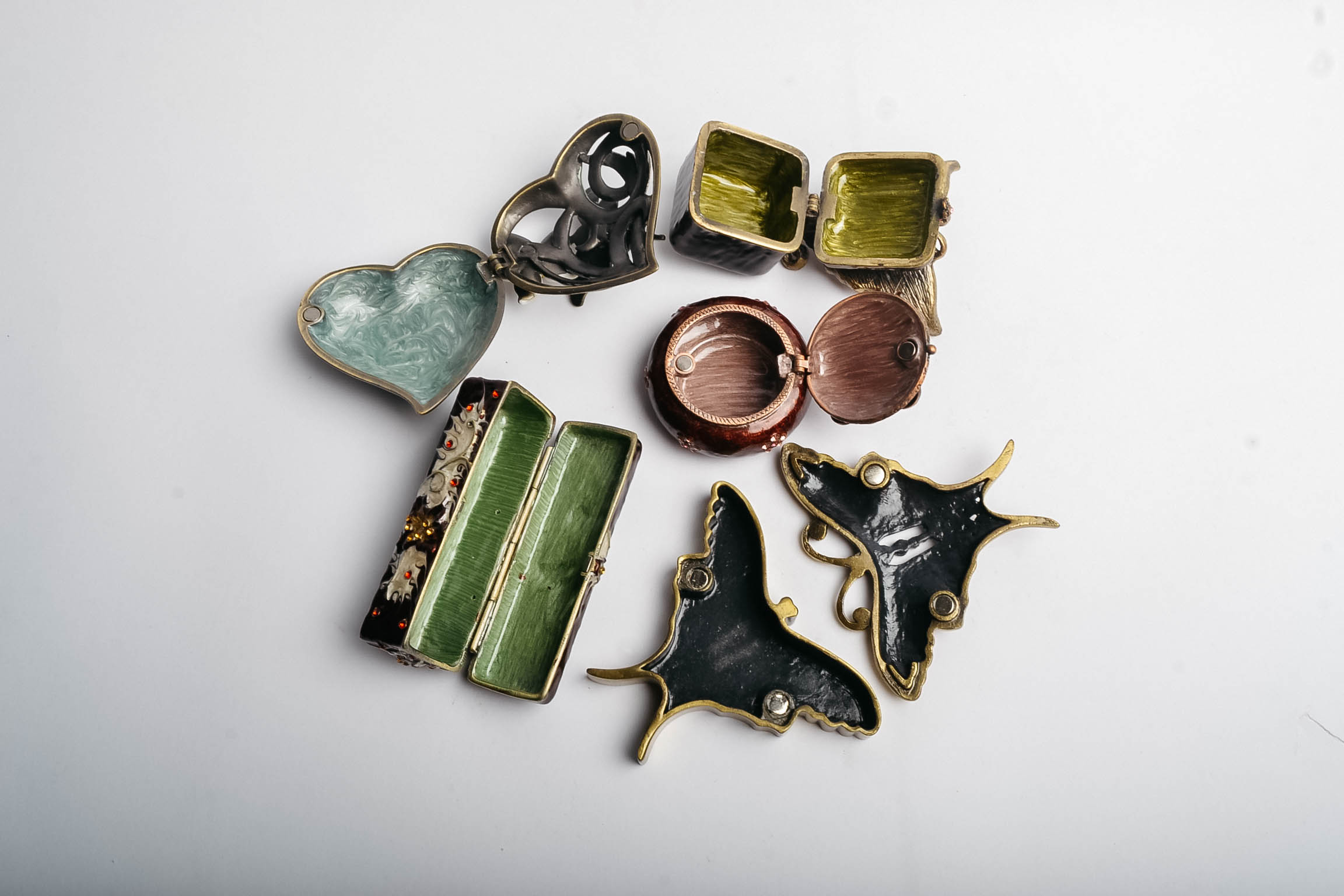 Rhinestone Butterfly Trinket Boxes