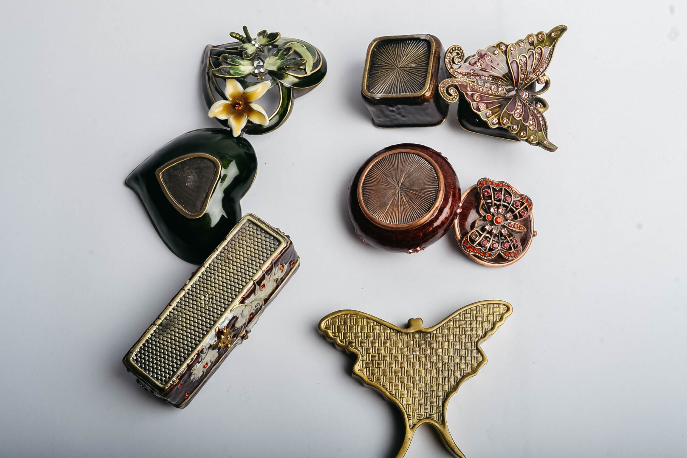 Rhinestone Butterfly Trinket Boxes