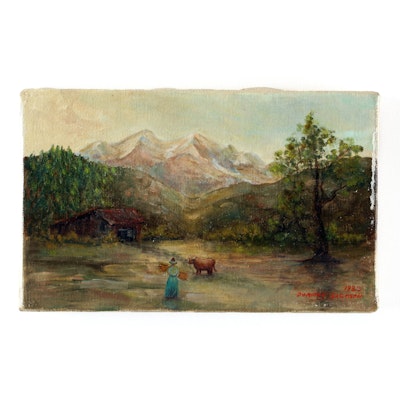 Dorothy Jackson Small Oil Painting Pasture Dorothy Jackson Small Oil Painting Pasture