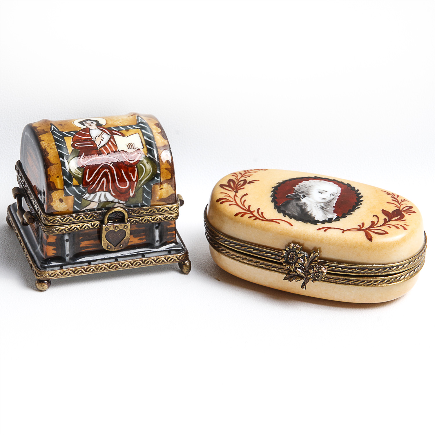 Pair of L'Ancienne Manufacture Royale Limoges Pill Boxes