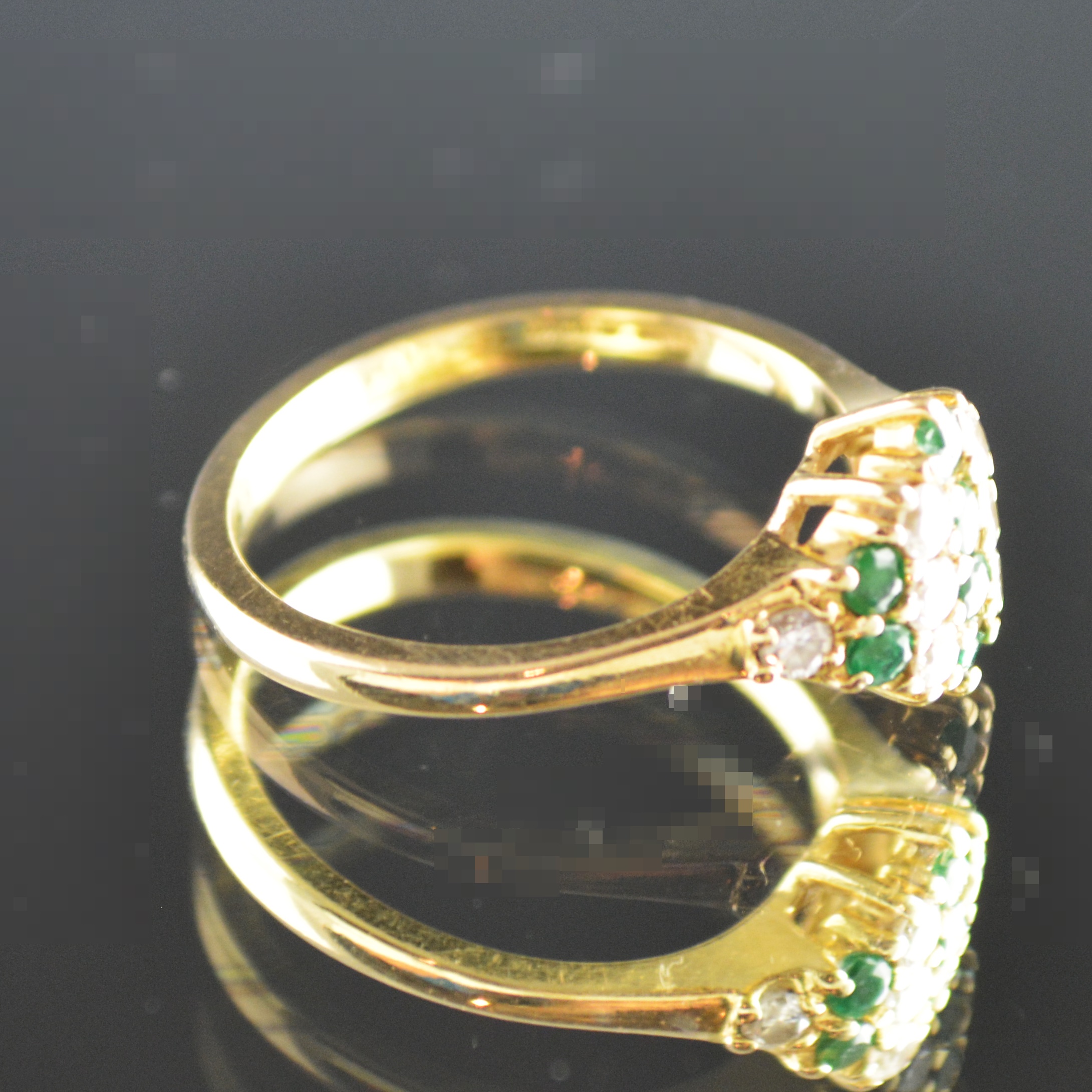 14K Yellow Gold Diamond and Emerald Ring