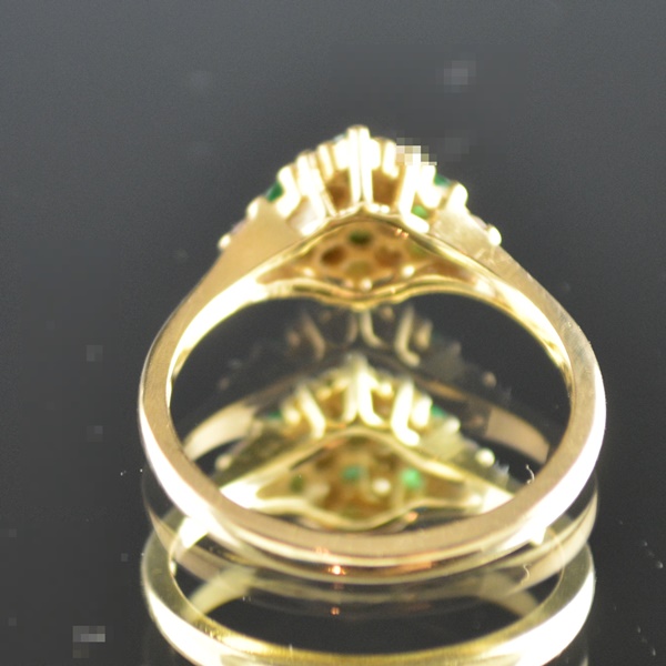 14K Yellow Gold Diamond and Emerald Ring