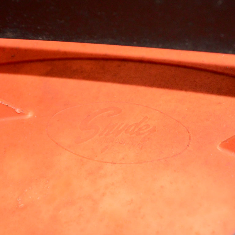 Circa 1950s Retro Snyder Orange Plastic and Chrome Bar Stools