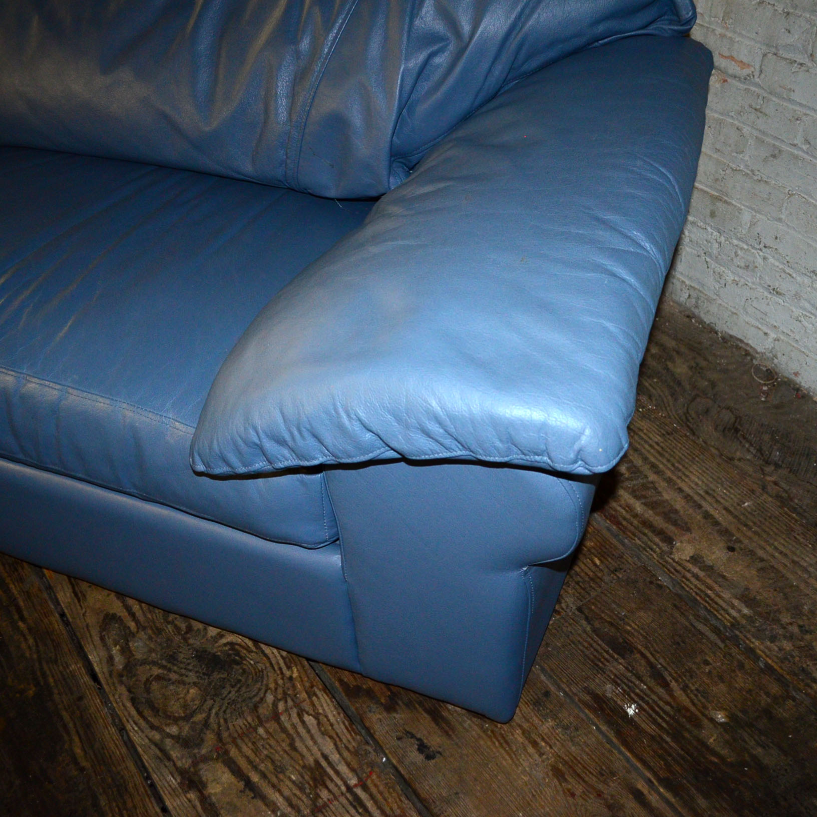 Blue Imitation Leather Sofa