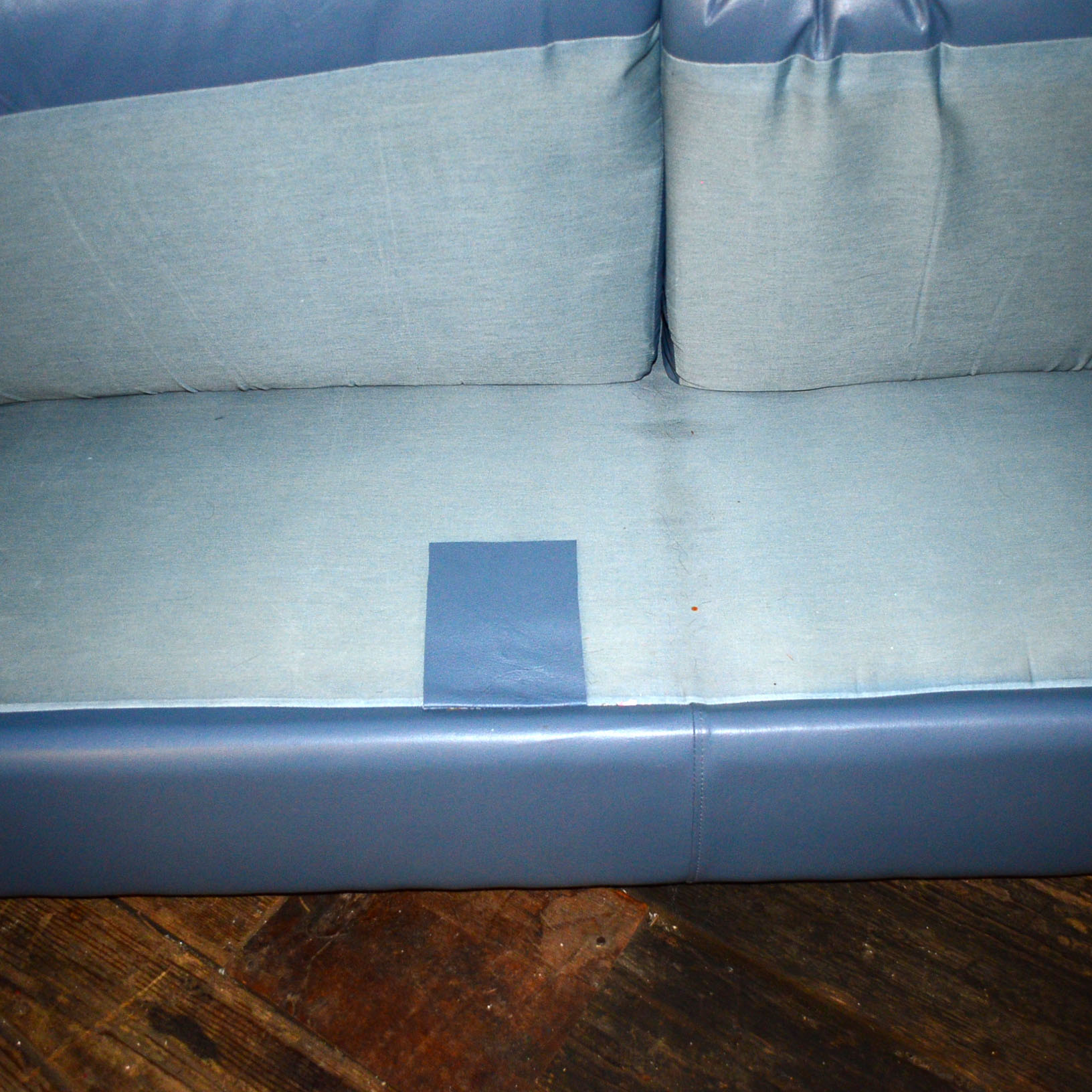 Blue Imitation Leather Sofa