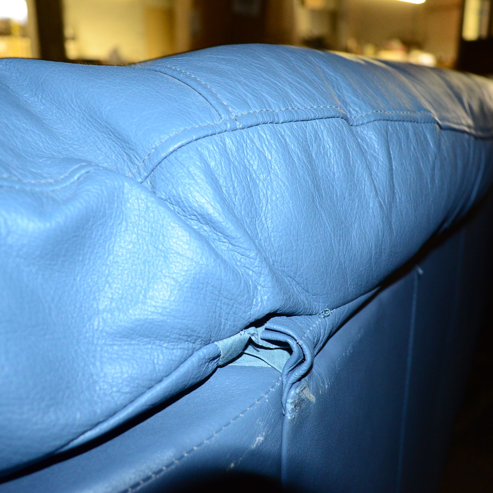 Blue Imitation Leather Sofa